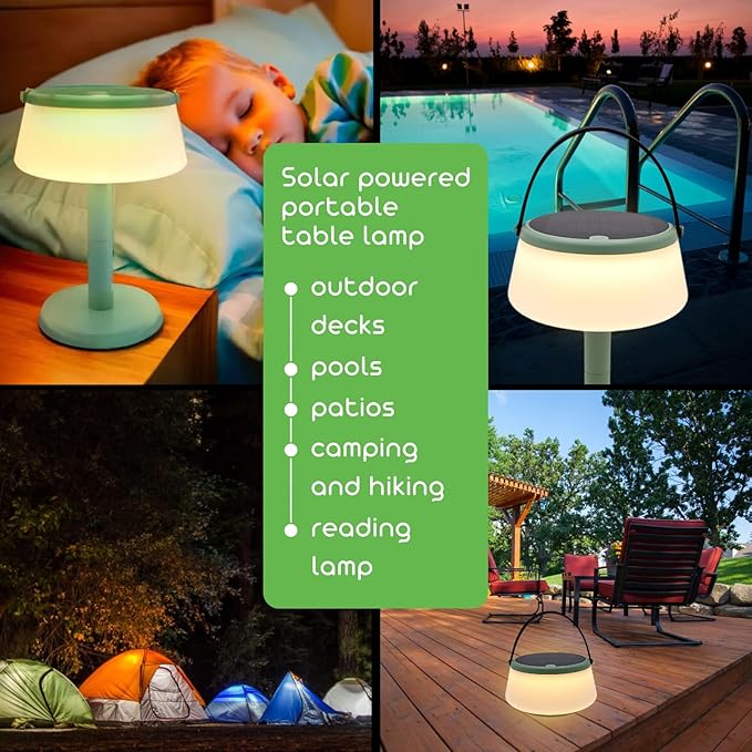 2-in-1 Portable Solar Power LED Table Lamp & Lantern - Indoor/Outdoor - Stepless Dimming