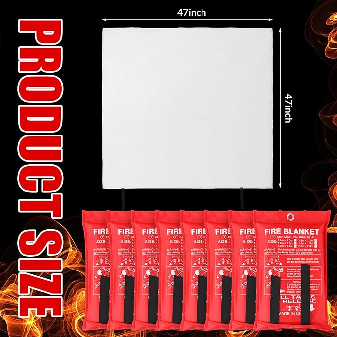 Jerify 8 Pack Fire Blanket for Home Emergency Fire Blanket 47 x 47 Inch Kitchen Fire Suppression