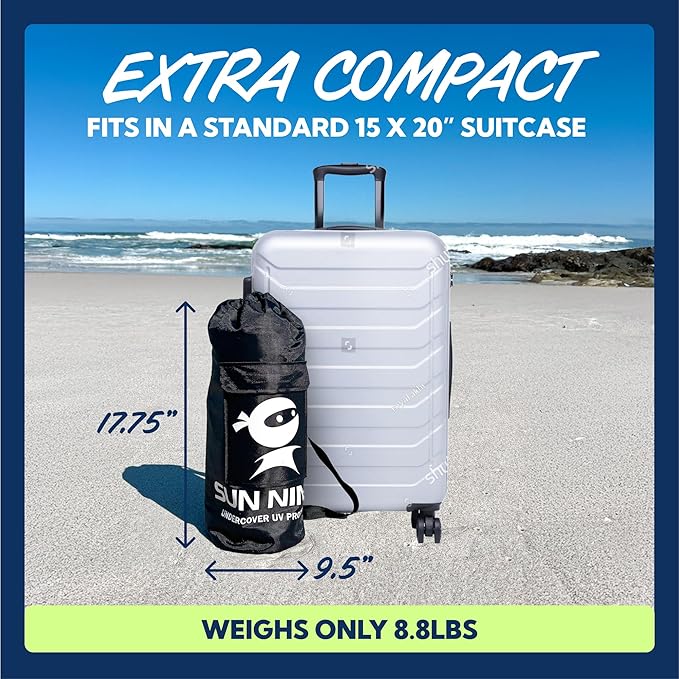 SUN NINJA Beach Tent Sun Shelter UPF50+ - Easy Pop Up Beach Canopy - Outdoor Shade for Camping