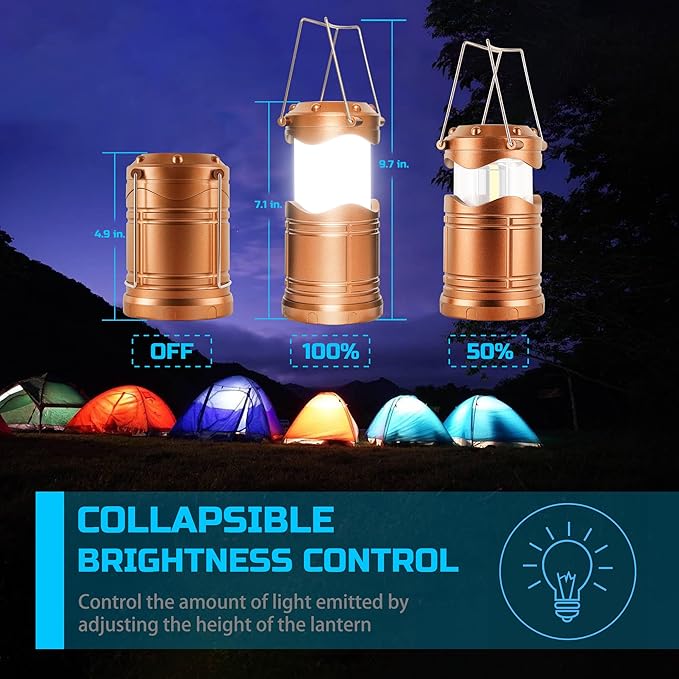 Lichamp LED Camping Lantern, 4 Pack Battery Powered Flashlight for Power Outages, Portable