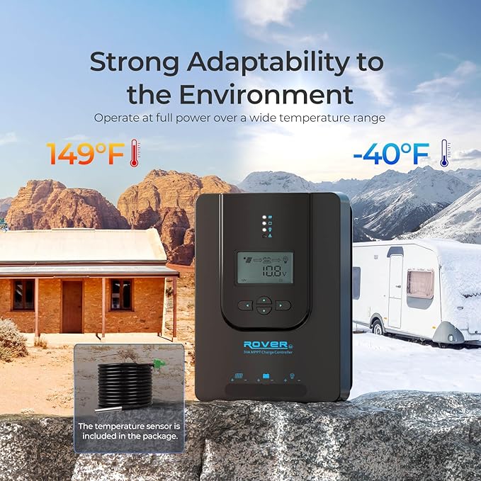 Renogy Solar Charge Controller (Bluetooth) -Rover 30A 12V24V Auto DC Input MPPT Charge Controllers