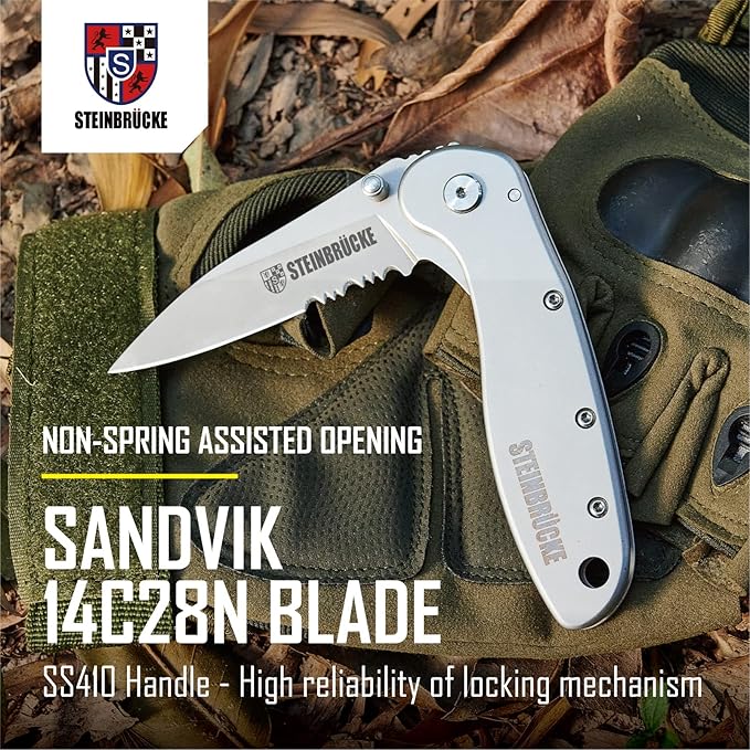 Pocket Knife for Men with Clip - Heavy Duty Folding Pocket Knives, 3.1" 14C28N Stainless Steel