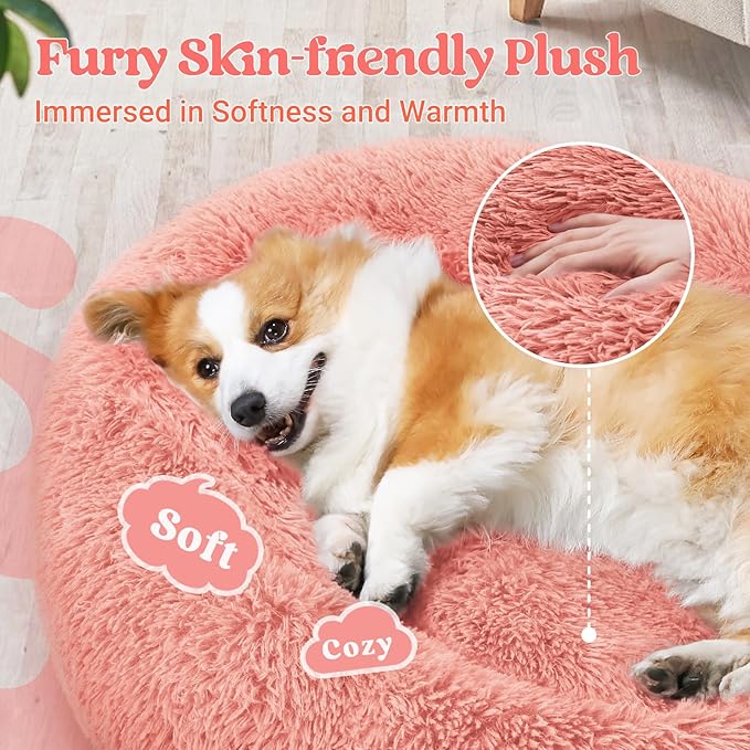 rabbitgoo Calming Dog Bed for Small Medium, 30 inches Pet Bed Machine Washable, Non-Slip Round
