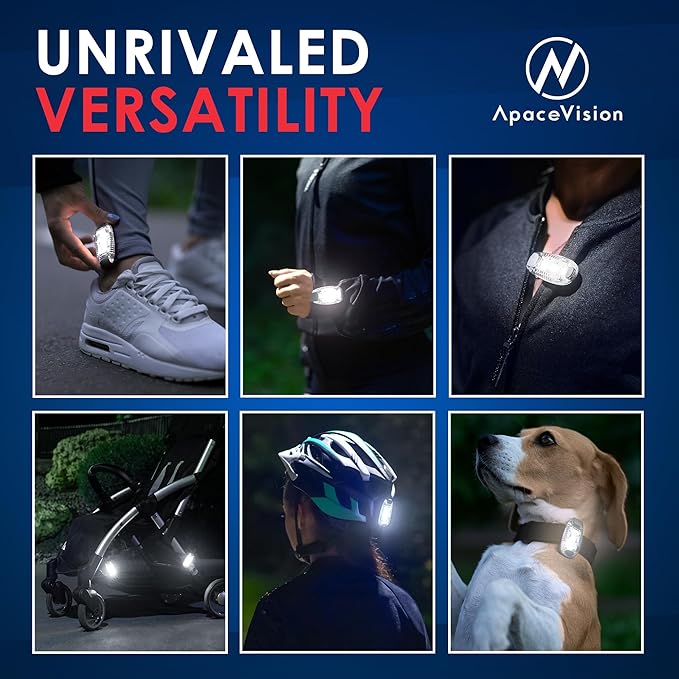 LED Safety Light (2 Pack) - Clip On Strobe/Running Lights for Runners, Dog, Bike, Walking, Boat