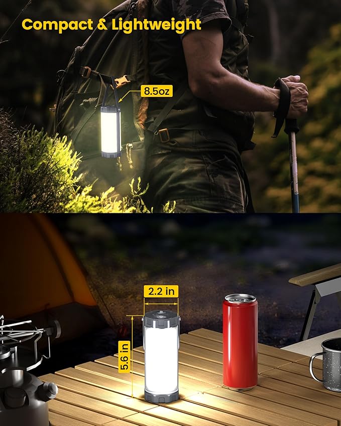 Glocusent 106 LED Camping Lantern Rechargeable, Up to 80Hrs, 5000mAh Lantern with 5 Brightness 3