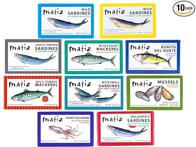 Matiz Seafood Variety Pack Sampler |10 pack|, 1 can each of Matiz Seafood Line