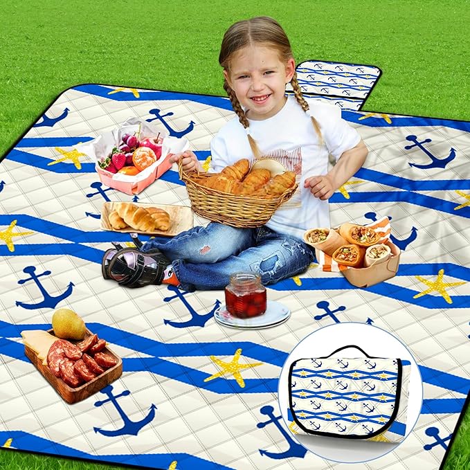 Poedist Extra Large Picnic Blanket Waterproof,80"x 80"Foldable Machine Washable Beach