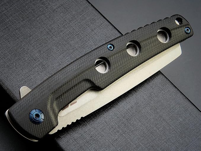 Eafengrow EF941 EDC Pocket Folding Knife D2 Steel Blade G10 Handle Pocket Clip with safety liner