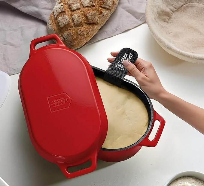 Kook Dutch Oven, for Bread Baking, Sourdough Loaf Pan, Dual Handles, Enameled Cast Iron, with