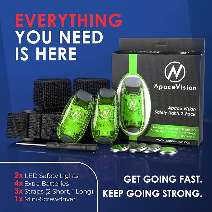 LED Safety Light (2 Pack) - Clip On Strobe/Running Lights for Runners, Dog, Bike, Walking, Boat