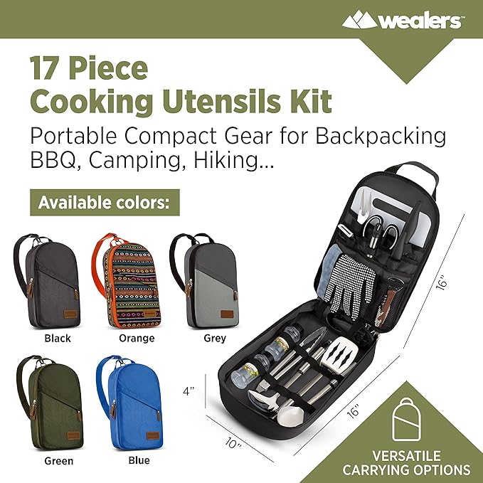 Camp Kitchen Cooking Utensil Set Travel Organizer Grill Accessories Portable Compact Gear for