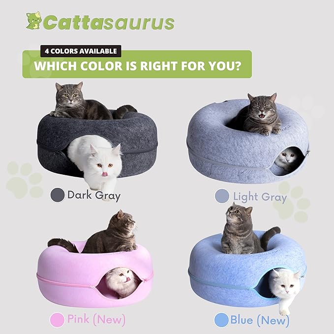 CATTASAURUS Peekaboo Cat Cave for Multiple & Large Cats Up to 30-45 Lbs, Scratch Detachable &