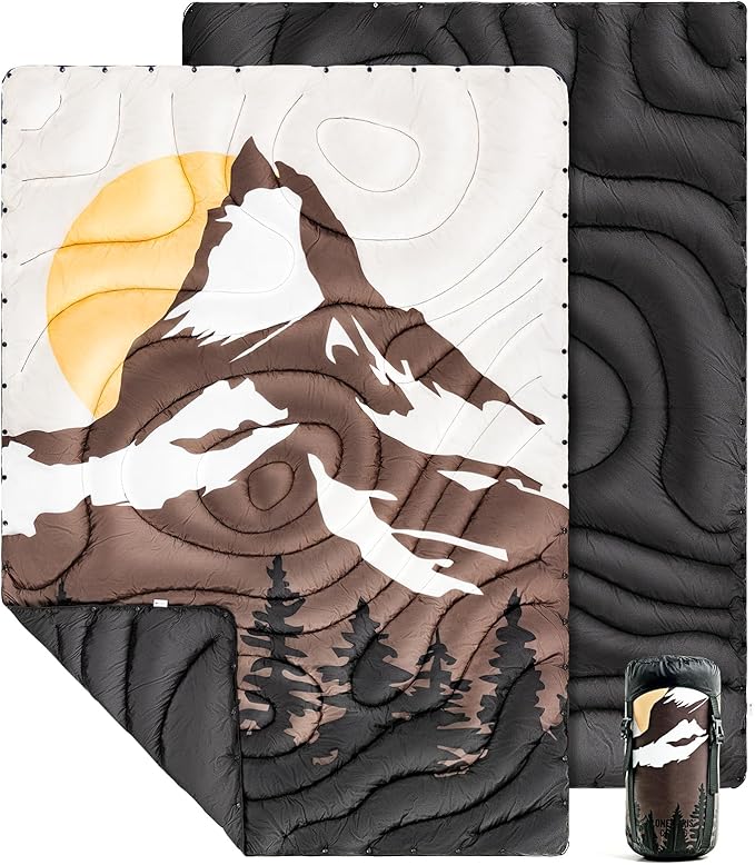 ONETIGRIS Camping Blanket,Wearable Outdoor Quilt with Recycled Thermal Insulation, Convertible to