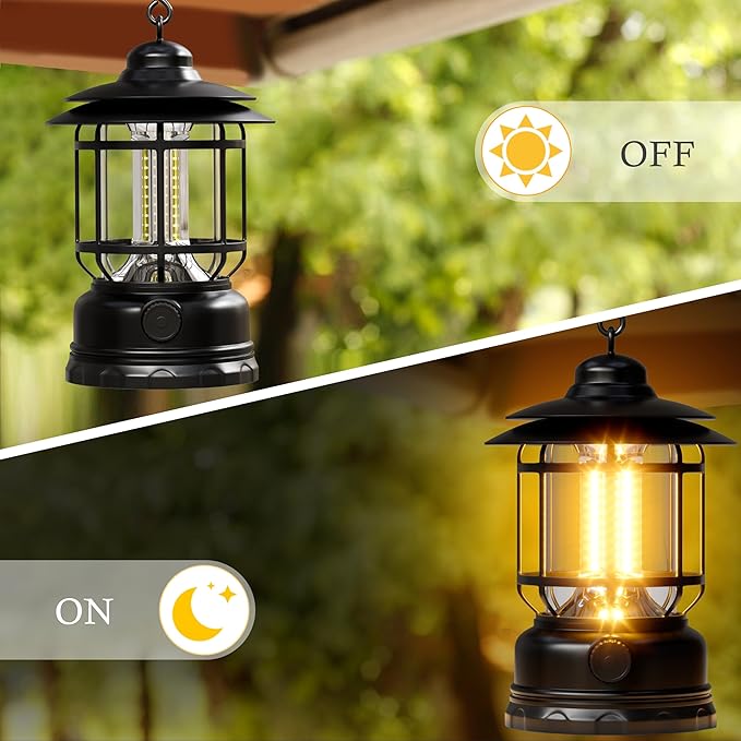 Retor LED Camping Lanterns Black 3 Pack 1500 LM Step-Less Dimming, Lightweight Battery Powered USB