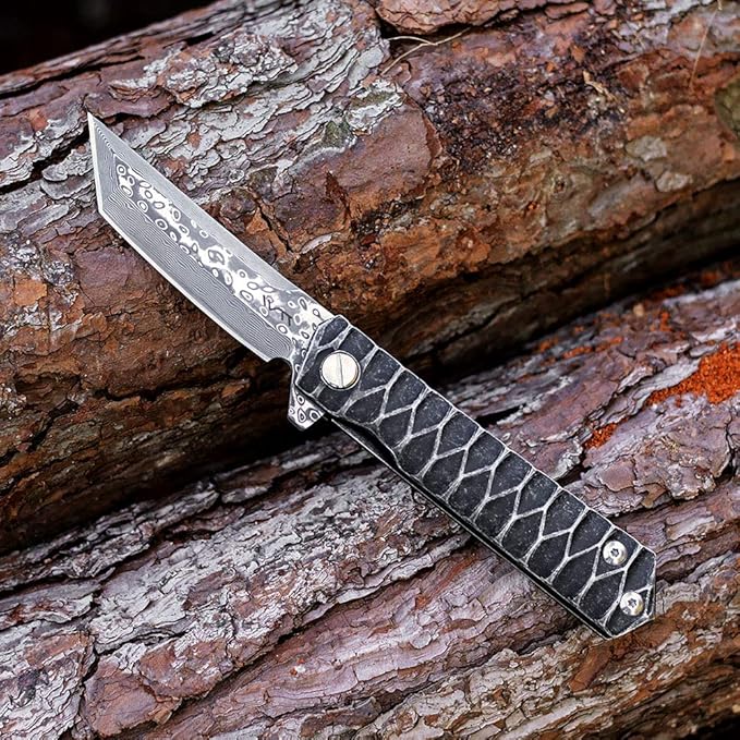 BGT VG-10 Damascus Folding Pocket Knife Custom Knives for Outdoor Camping Fishing,Gift for Man