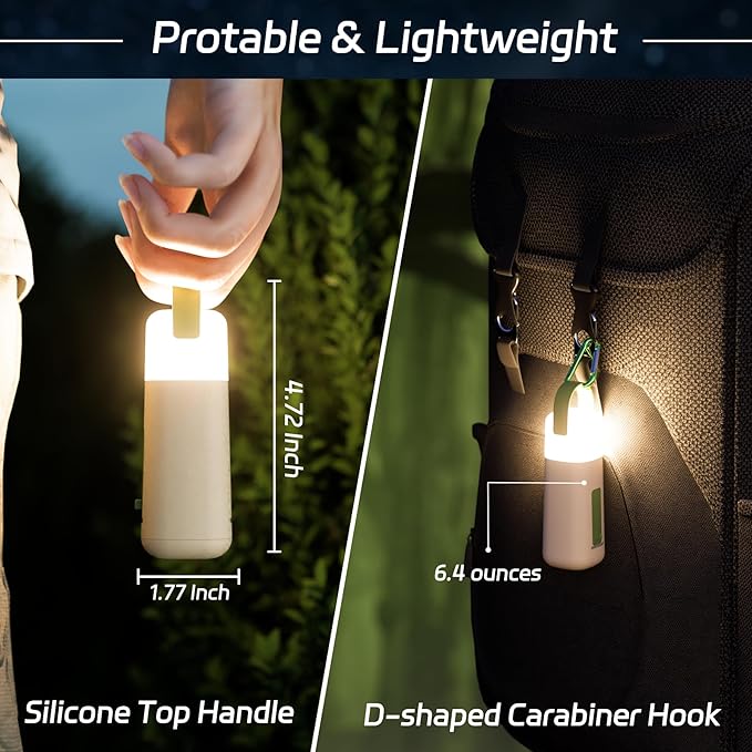 2PK Camping Lantern, 350 Hours Running Time Rechargeable Lantern, 3200mAh Lantern Flashlight with 4