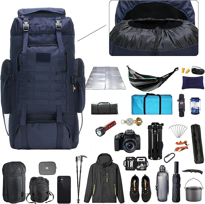 Hiking Backpack for Men 70L/100L Camping Backpack Military Rucksack Molle 3 Days Assault Pack for