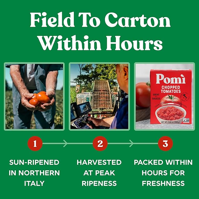 Pomì Chopped Tomatoes 13.8oz (Pack of 12) - Italian Chopped Tomato Made from All Natural 100% Fresh