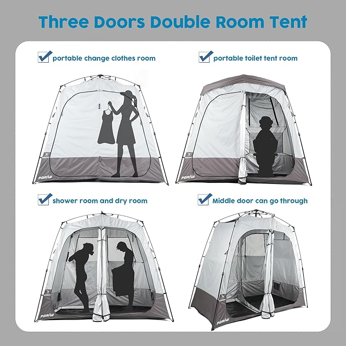 Camping Shower Tent Deluxe Changing Room Easy Set Up Privacy Shelter,Large Toilet Tent with Floor