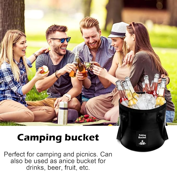 Collapsible Bucket with Handle, Lightweight Folding Water Container, Portable Collapsible Bucket
