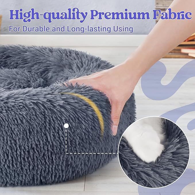 rabbitgoo Calming Dog Bed for Small Medium, 30 inches Pet Bed Machine Washable, Non-Slip Round