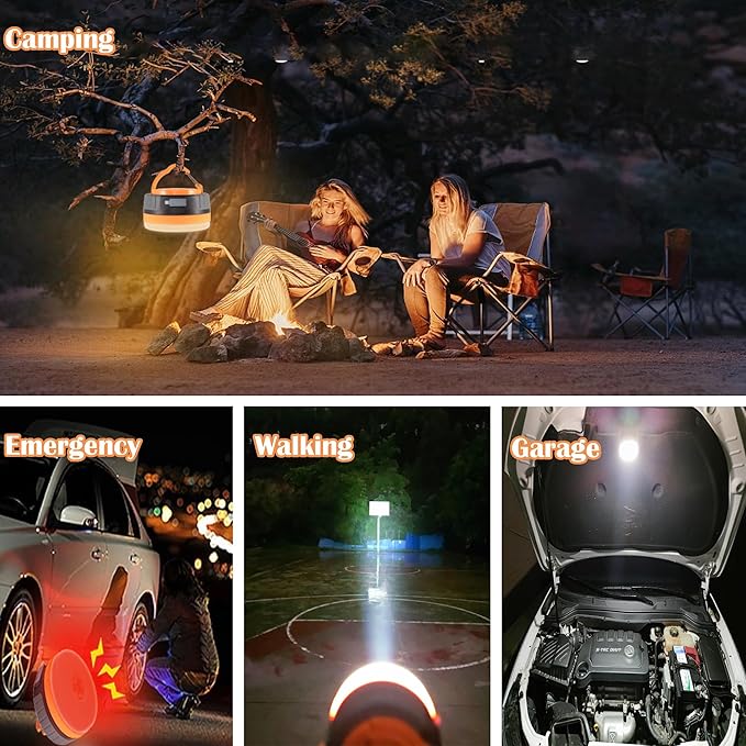 LIT-PaTH LED Camping Lantern, Rechargeable Light with Magnet Base, 2200 mAh, Survival Kit for