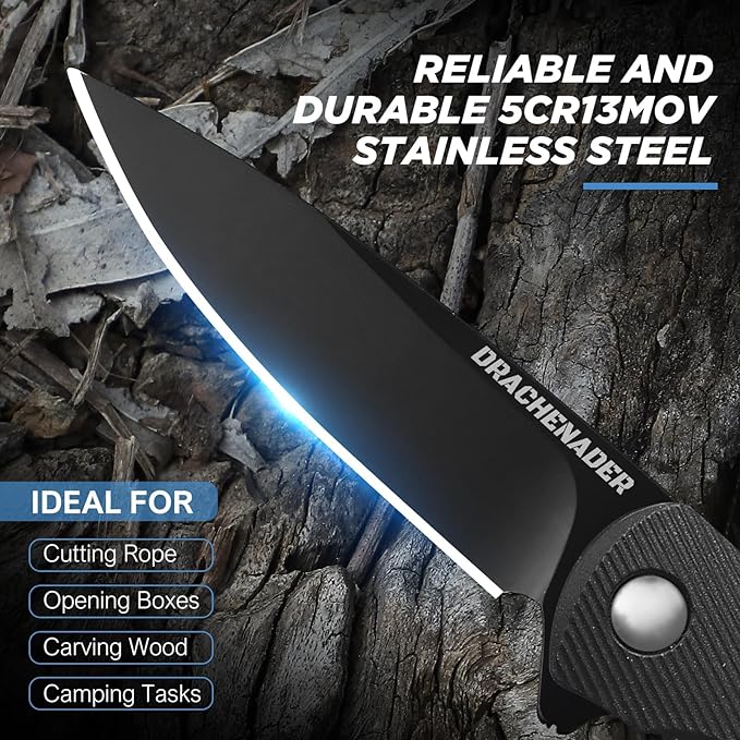 Small Pocket Knife, 4.96" EDC Mini Folding Knives 2" Drop Point Blade 5Cr13MoV Stainless Steel