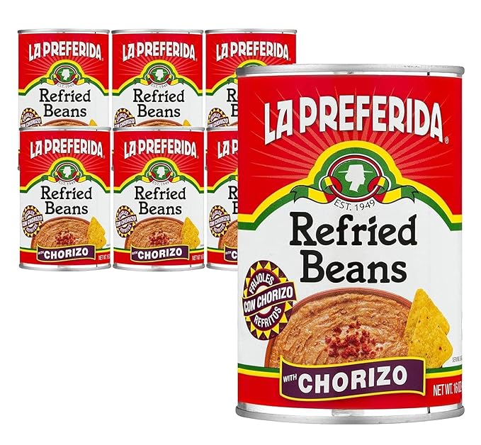 La Preferida Chorizo Refried Beans (Made with Real Pork & Beef, No Preservatives) ??Heat & Serve
