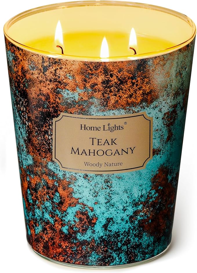 HomeLights Large jar Candle | 3-Wick Long-Lasting Scented Candles, 34oz Natural Soy Wax Candle for