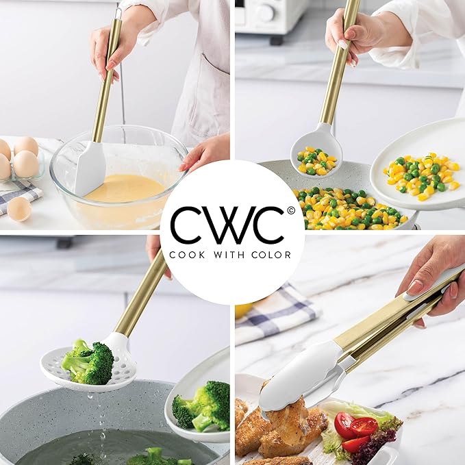 COOK WITH COLOR Silicone Cooking Utensils, Kitchen Utensil Set, Easy to Clean Silicone Kitchen