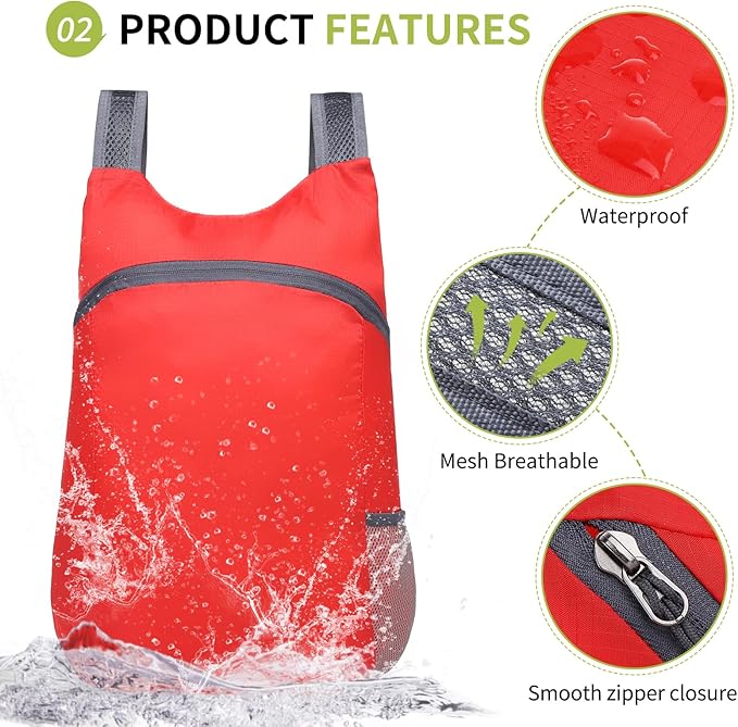 20L Ultra Hiking-Daypack Lightweight Foldable Travel Packable Backpack for Camping Cycling