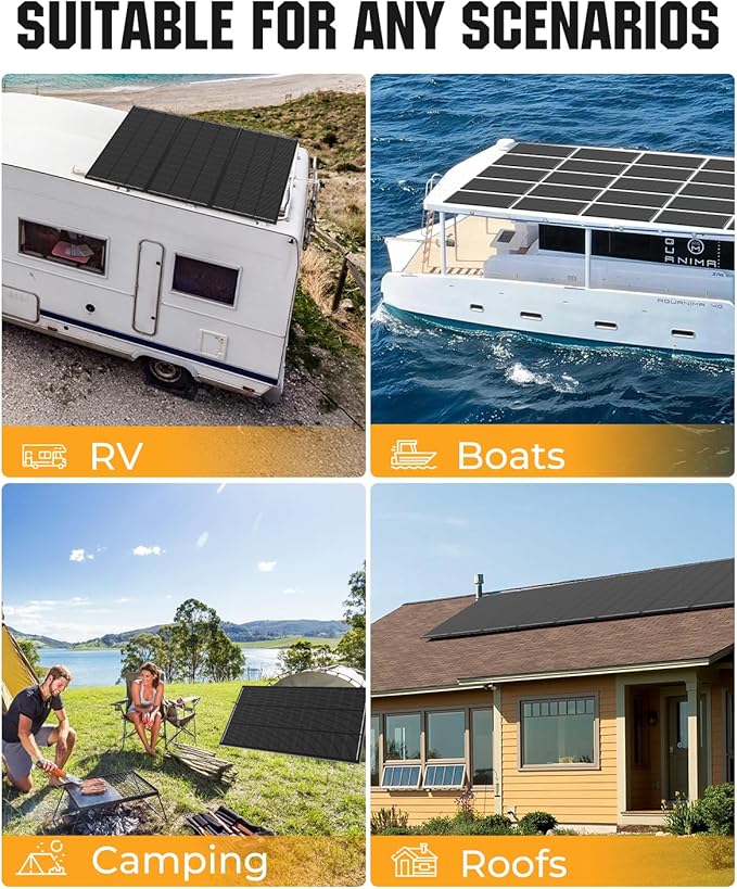18BB 800 Watt Solar Panel, 4pcs 200W N-Type Solar Panels, 25% High-Efficiency Monocrystalline