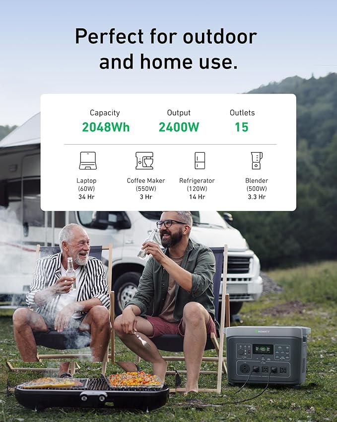 GROWATT Portable Power Station ，INFINITY 2000 Black Electric Solar Generatorï¼?048Wh LifePO4