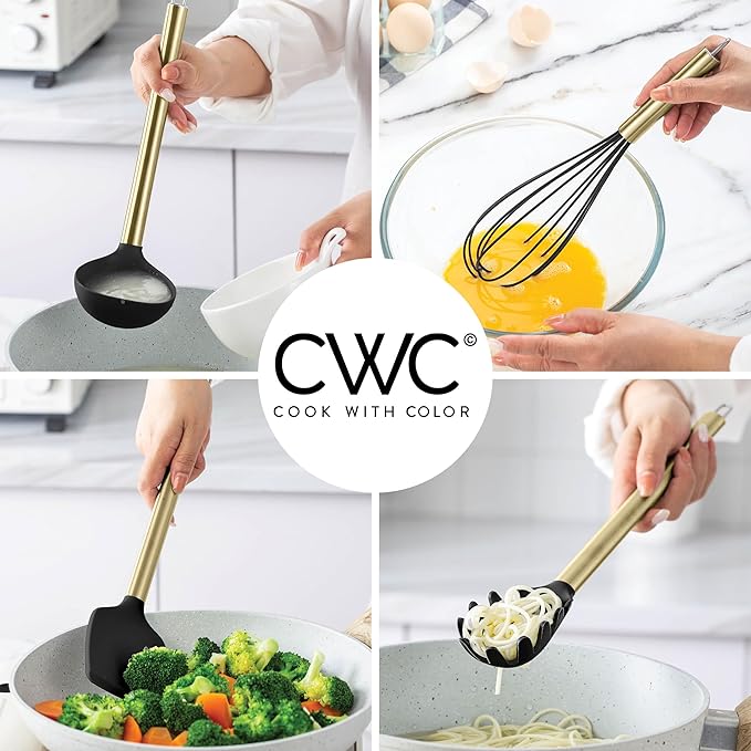COOK WITH COLOR Silicone Cooking Utensils, Kitchen Utensil Set, Easy to Clean Silicone Kitchen