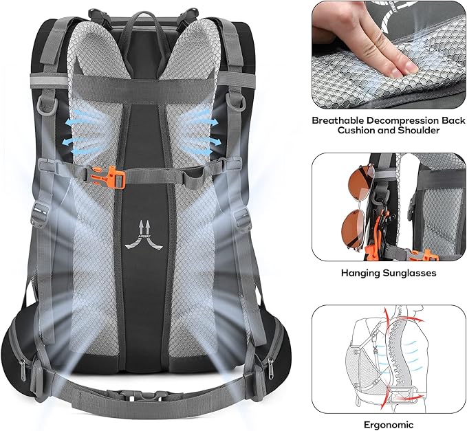 Maelstrom Hiking Backpack,Camping Backpack,40L Waterproof Hiking Daypack with Rain