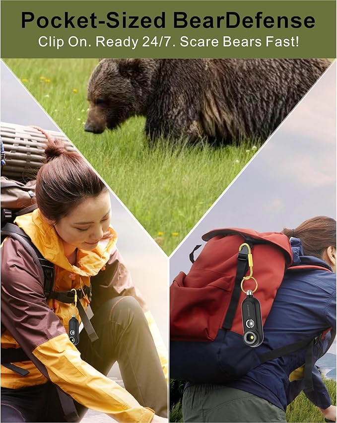 125dB Rechargeable Bear Horn,IPX5 Waterproof & LED Flashlight Bear Deterrent Device for Hiking