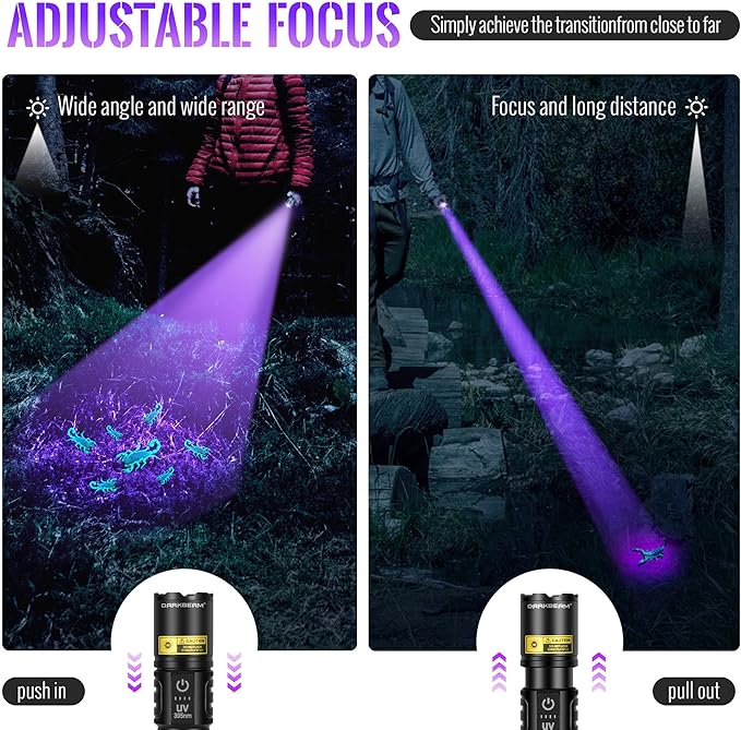 DARKBEAM UV Flashlight Blacklight 395nm Black Light, High Lumens LED Flashlights USB Rechargeable
