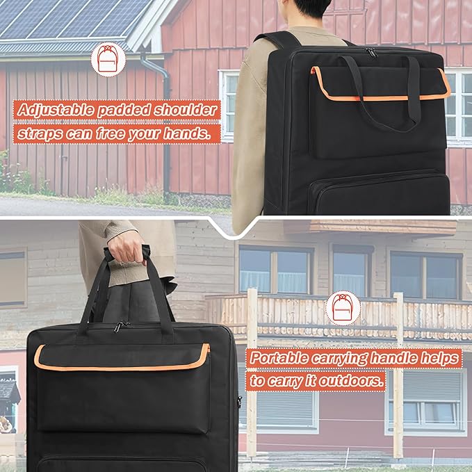 ORKELS Solar Panel Storage Bag, Travel Backpack Compatible with Jackery SolarSaga 100W 100X 200W