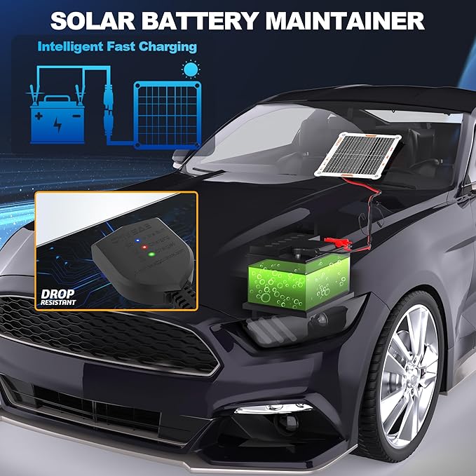 OYMSAE White 5W 12V Solar Car Battery Charger Portable Waterproof Solar Power Battery Charger &