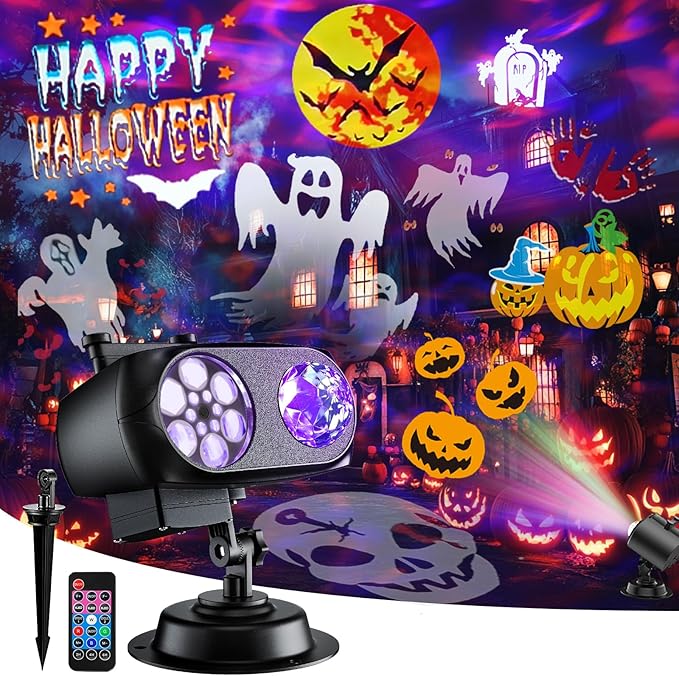2025 Upgraded Brighter Halloween Decorations Projector Lights for Home, Display 8 Patterns at A