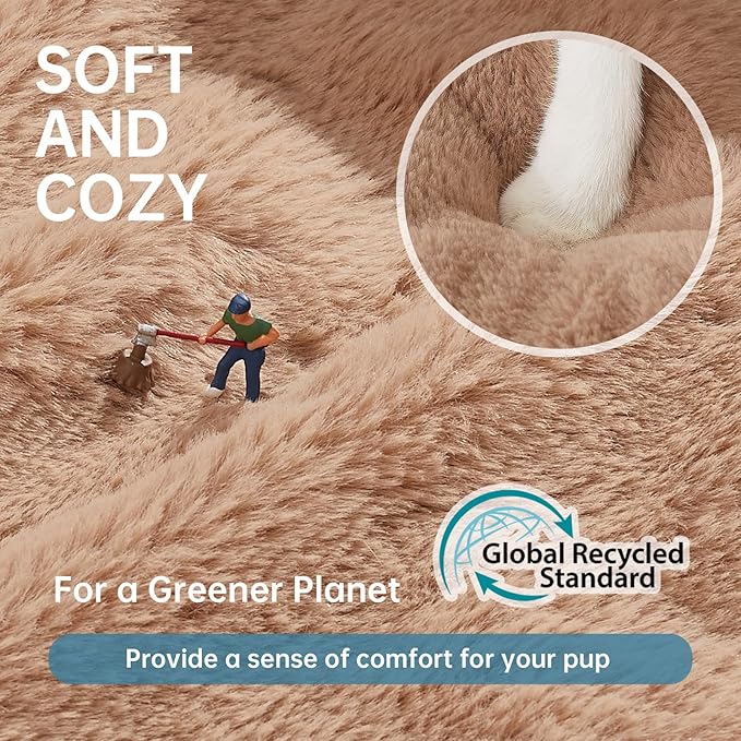 OhGeni 20 inches Calming Donut Dog & Cat Bed for Small Pets, Warming Comfort Fluffy Short Pile Fur