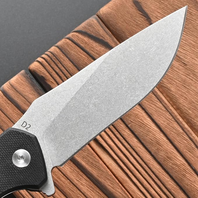 FF17 Folding Pocket Knife,D2 Steel Blade G10 Handle EDC Tool Knife for Outdoor