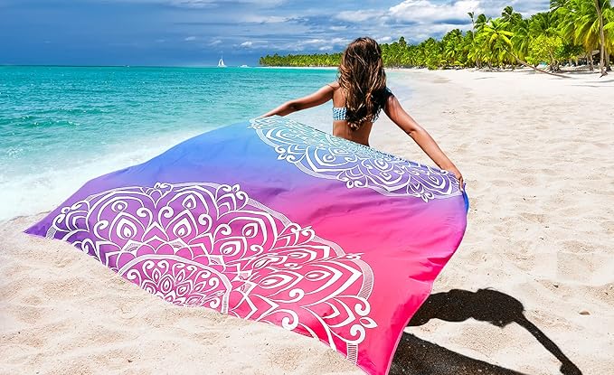 Beach Blanket Waterproof Sandproof Beach Mat 79" X 83"/10'x9'for 2-8 Adults Quick Drying Outdoor