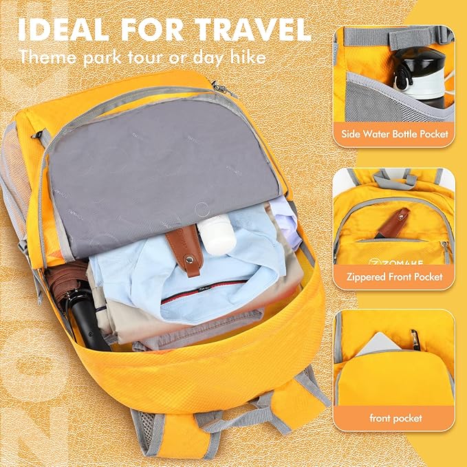 ZOMAKE Lightweight Packable Backpack 30L, Foldable Hiking Backpacks Water Resistant Compact Folding
