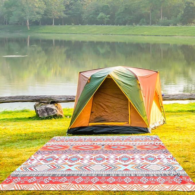 Beach Blanket Waterproof Sandproof Beach Mat 79" X 83"/10'x9'for 2-8 Adults Quick Drying Outdoor