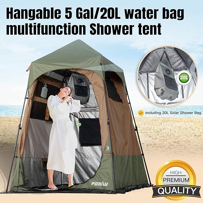 Camping Shower Tent Deluxe Changing Room Easy Set Up Privacy Shelter,Large Toilet Tent with Floor