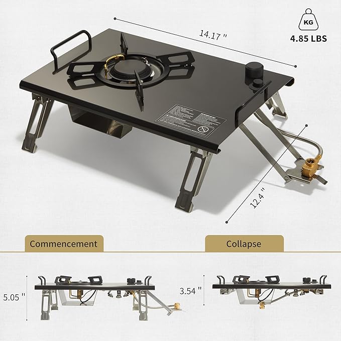 Naturehike Camping Gas Stove for IGT Table, Folding Isobutane Stove with Carry Bag, Portable Camp