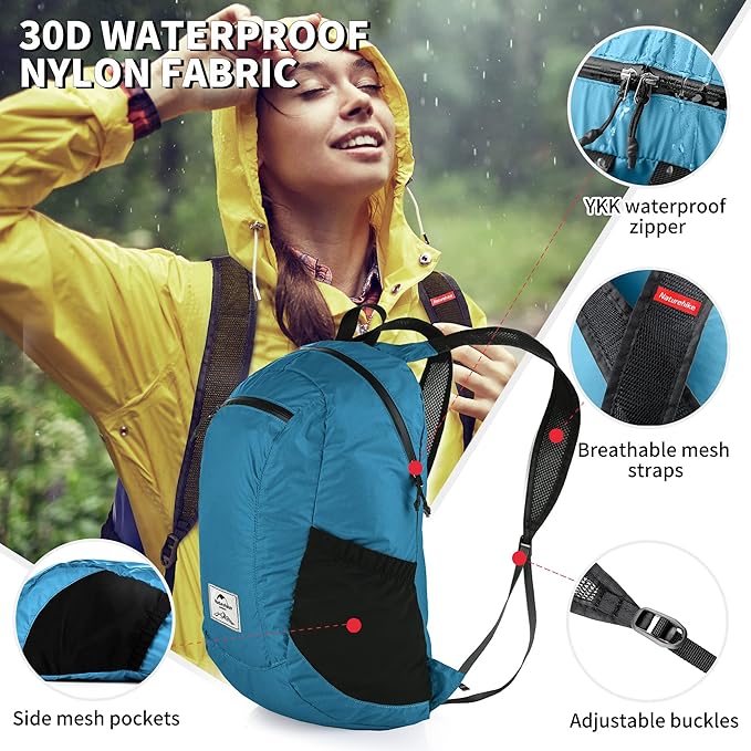 Naturehike 18L Lightweight Hiking Backpack, Waterproof Camping Packable Backpack Ultralight for