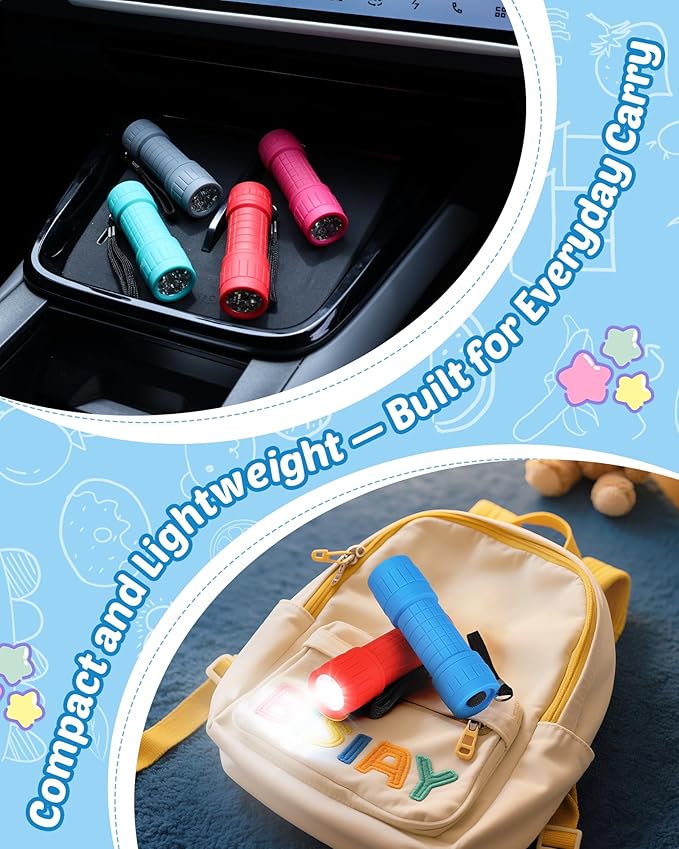 EverBrite 9-LED Flashlight 6-Pack Impact Handheld Torch Assorted Colors with Lanyard 3AAA Battery