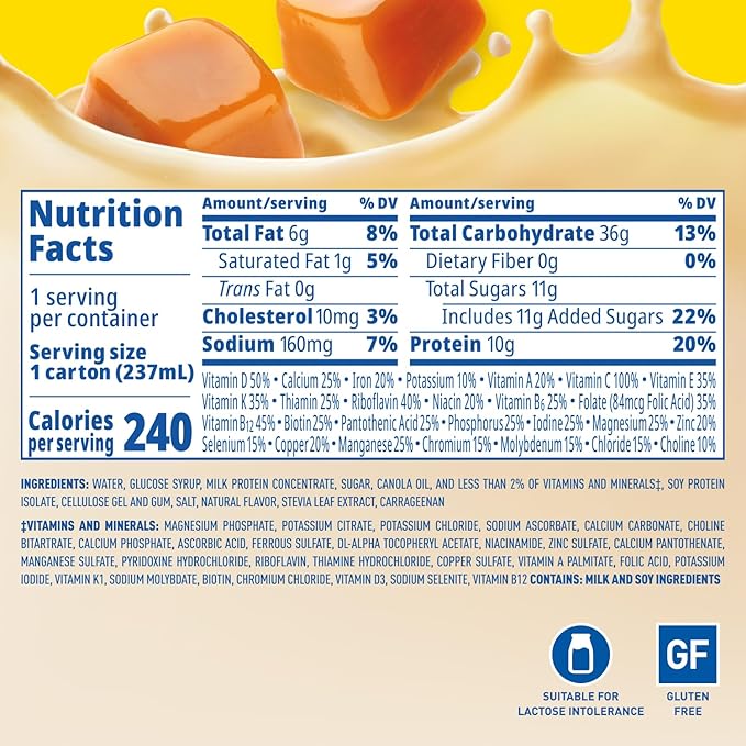 Carnation Breakfast Essentials Original Nutritional Drink Caramel Flavor 8 oz Bottle 24 Ct